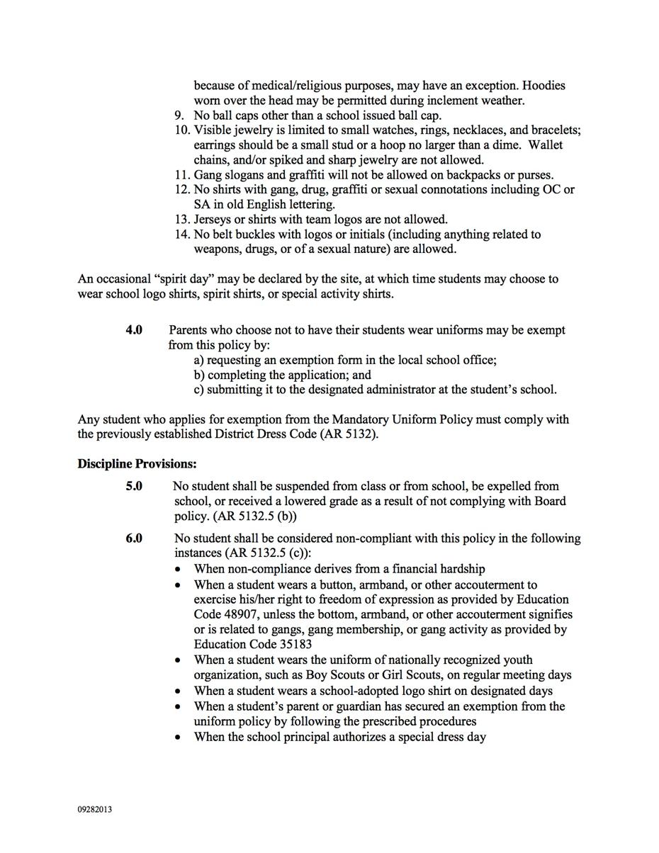 Uniform Policy 